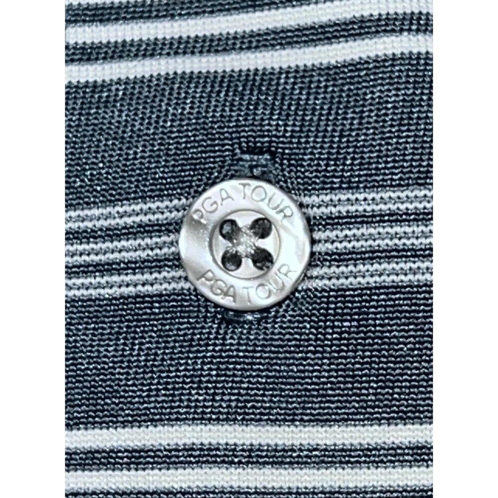 PGA Tour Golf Shirt Size XL Extra Large Polo Gray White Striped - Picture 5 of 11